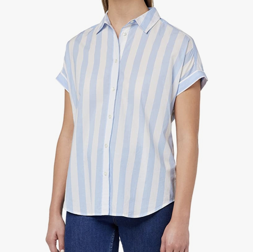 21. Lightweight oversized blue and white striped shirt